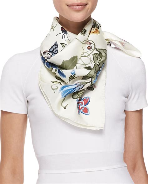 foulard gucci flora knight|Gucci Flora Knight Foulard Scarf, Cream .